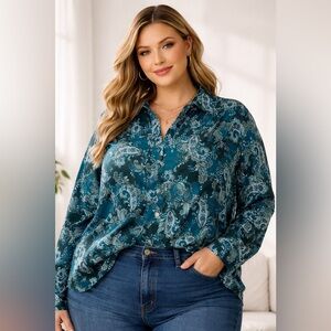 Blue Paisley Big Shirt
